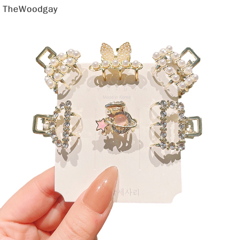 Kẹp Tóc Càng Cua mini Đính Hạt Ngọc Trai Phong Cách retro Cho Nữ