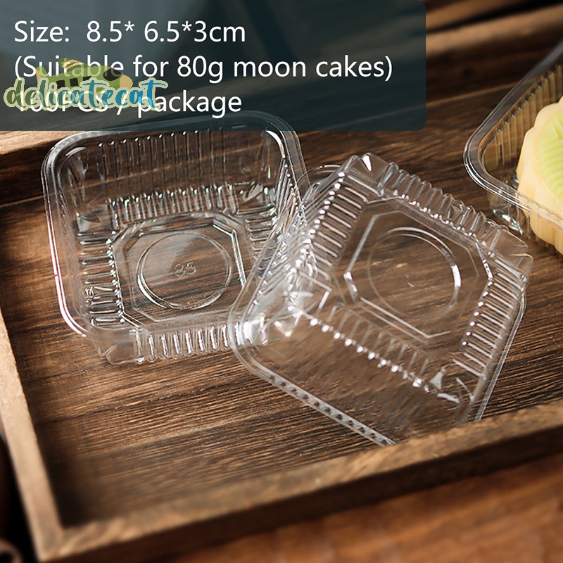Set 100 Khay Đựng Bánh Trung Thu Hình Vuông Bằng Nhựa Màu Vàng Kèm Nắp Đậy Tiện Dụng