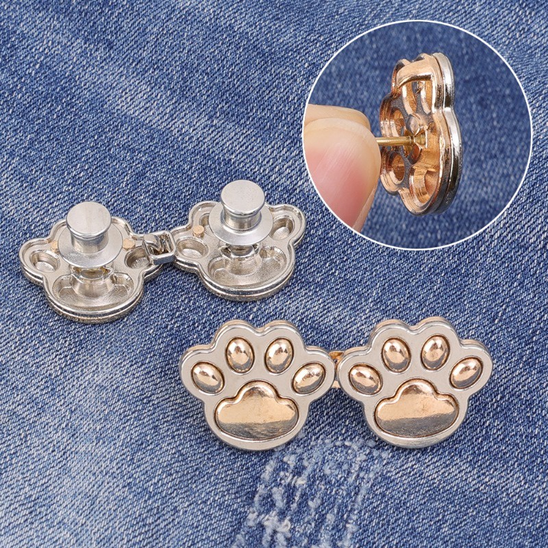 Khóa Thắt Lưng Quần Jean Hình Dấu Chân Mèo Bằng Kim Loại Không Đường May Tháo Rời Được