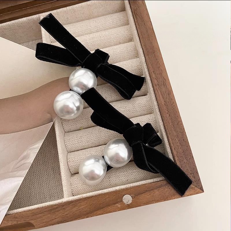 Kẹp Tóc Đuôi Vịt Đính Hạt Ngọc Trai Đôi Phong Cách vintage Thời Trang Cho Bé Gái y2k Dễ Thương