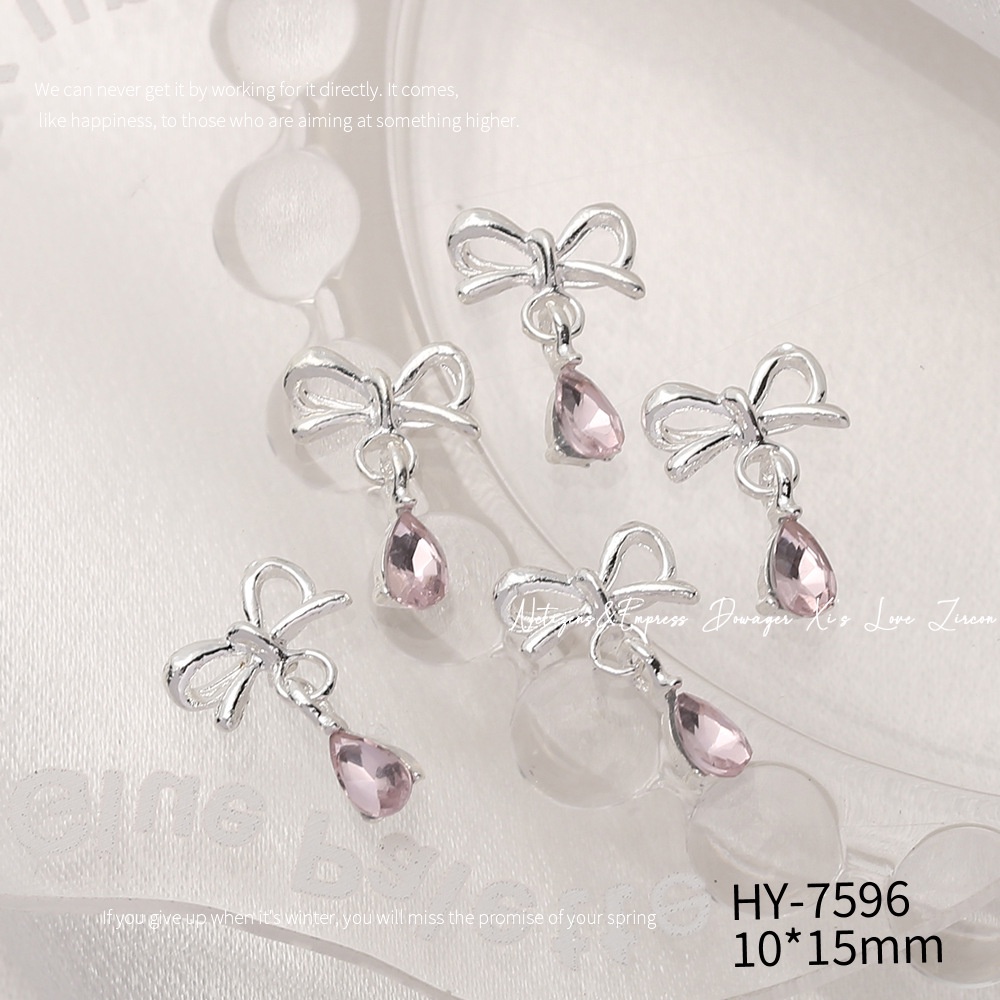 Mặt Dây Chuyền Hợp Kim Tua Rua Nơ Bướm Đính Đá Siêu Lấp Lánh Trang Trí Móng Tay Nghệ Thuật