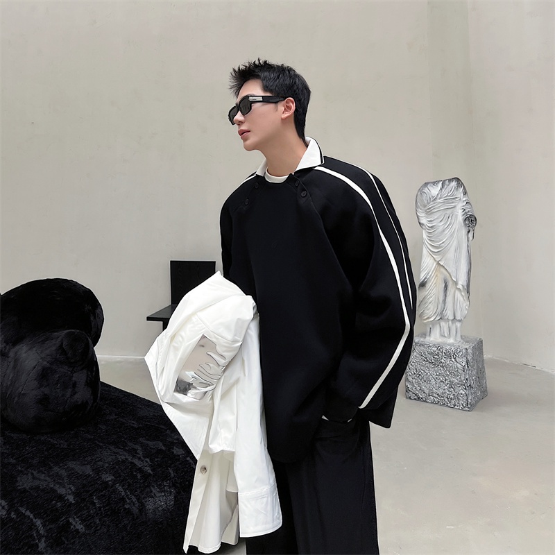 Áo Sweater Tay Dài Dáng Rộng Trang Trí Nút Cài Thời Trang Mùa Thu 2023 Cho Nam