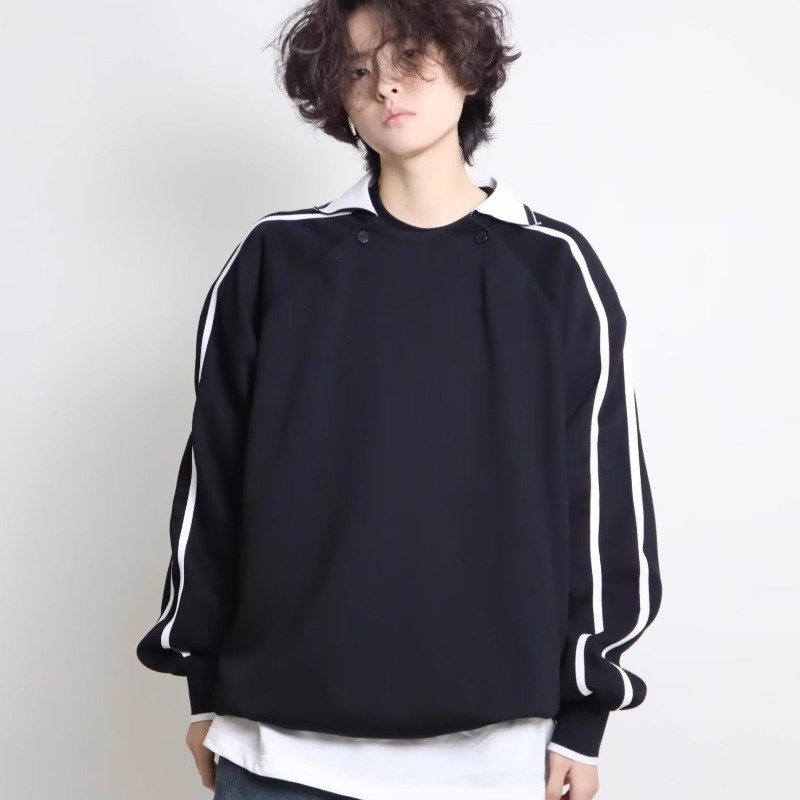 Áo Sweater Tay Dài Dáng Rộng Trang Trí Nút Cài Thời Trang Mùa Thu 2023 Cho Nam