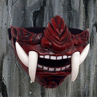 Mặt nạ Hannya đỏ Halloween Quỷ vương Mặt nạ quỷ phong cách Nhật Bản Tiệc Halloween Bán chạy