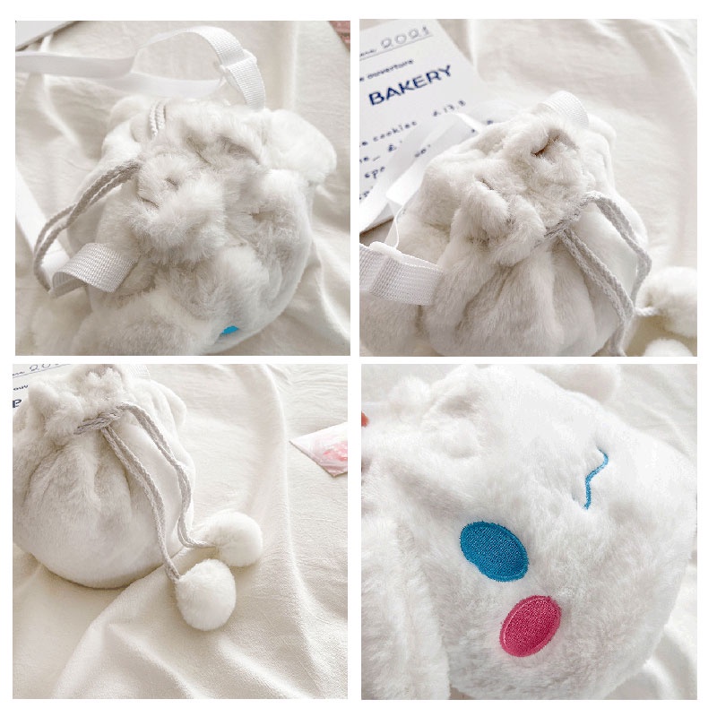 NALLCHEER Túi Xách Dây Rút Cỡ Lớn Họa Tiết Chó cinnamon melody Nhồi Bông Phong Cách Nhật Bản Dễ Thương Cho Nữ