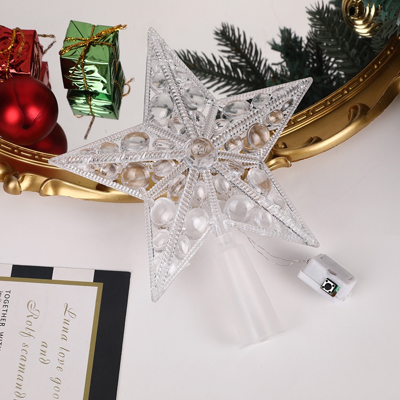 Đèn led 17cm Hình Ngôi Sao Năm Cánh Trang Trí Cây Thông Giáng Sinh Năm Mới