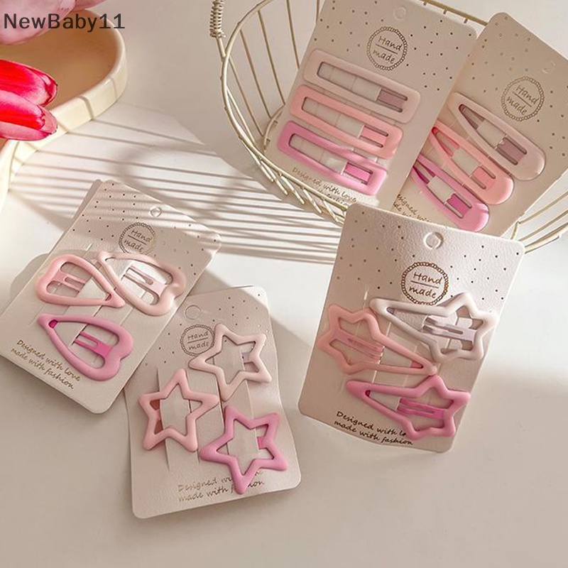 Bộ 3 Kẹp Tóc Hình Ngôi Sao mini Màu Hồng Đục Phong Cách Hàn Quốc Cho Nữ