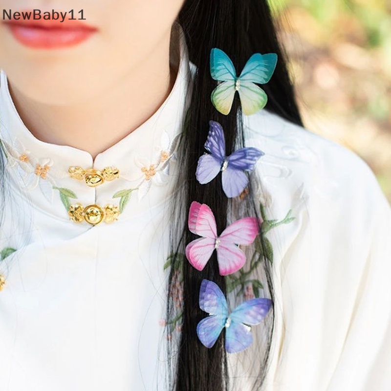 Bộ 5 Kẹp Tóc Hình Bươm Bướm Hai Lớp Dễ Thương Cho Bé Gái