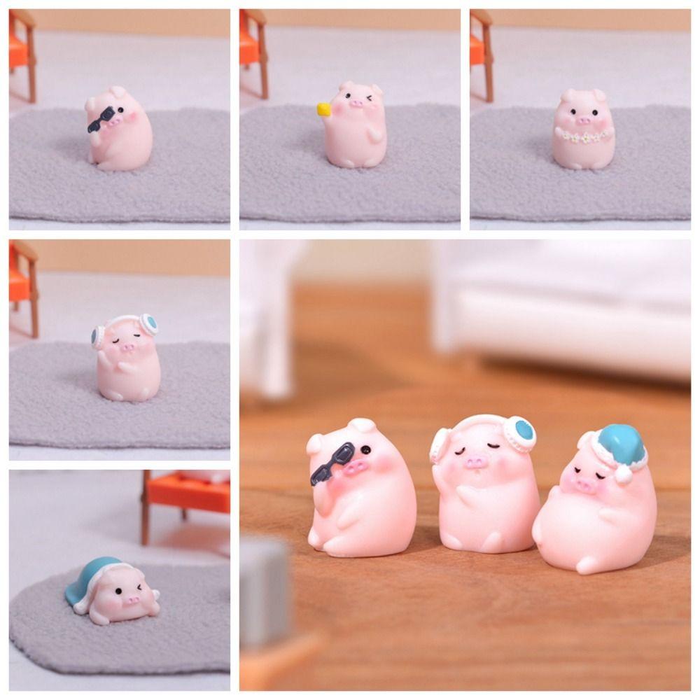 Mmluck Tượng Heo Hoạt Hình mini Bằng resin resin Trang Trí Xe Hơi diy