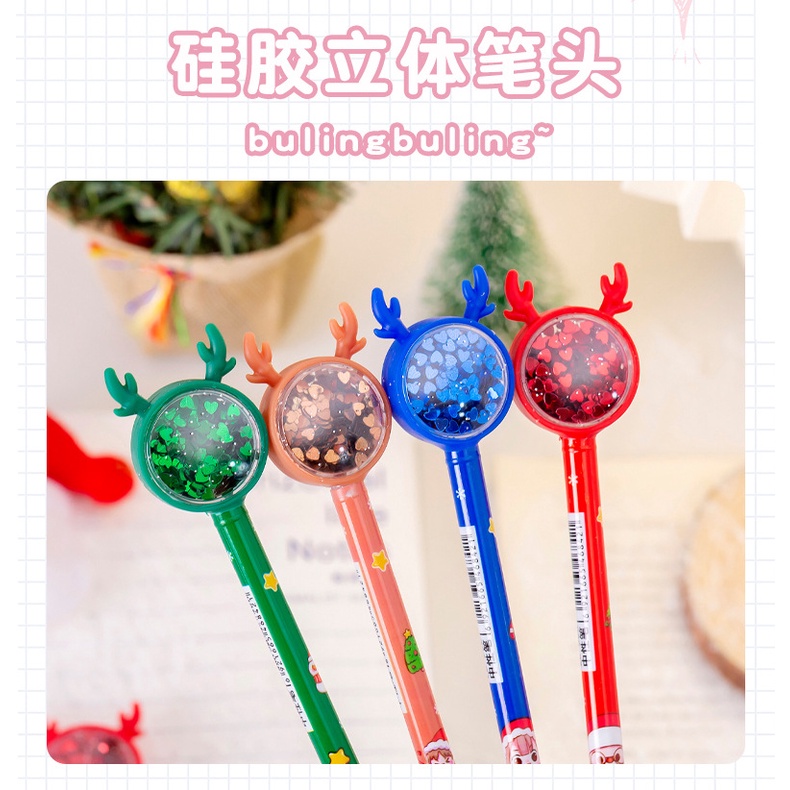 Bút gel Kim Tuyến Hình Sừng Hươu Giáng Sinh Sáng Tạo
