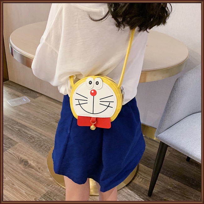 Túi Da pu Đeo Chéo In Hình doraemon Dễ Thương Cho Bé