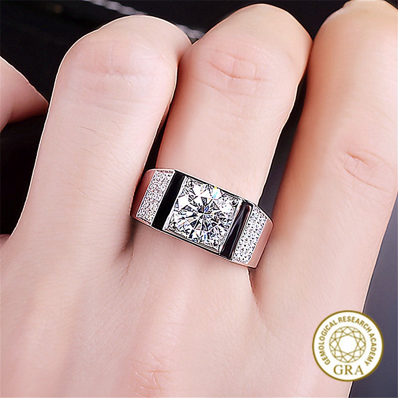 Nhẫn nam doanh nhân Moissanite mạ vàng 18K