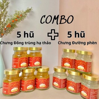 Combo 5 hũ yến chưng ĐÔNG TRÙNG HẠ THẢO 35% và 5 hũ yến chưng ĐƯỜNG PHÈN 35% thơm ngon bổ dưỡng