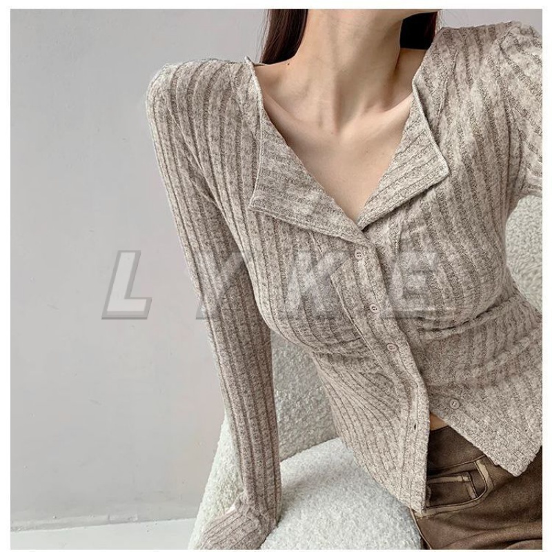 Y2K Áo cardigan len Áo sweater Dệt Kim Tay Dài Cổ Chữ v Cài Nút Thời Trang Mùa Thu 2023 Quyến Rũ Cho Nữ croptop cardigan