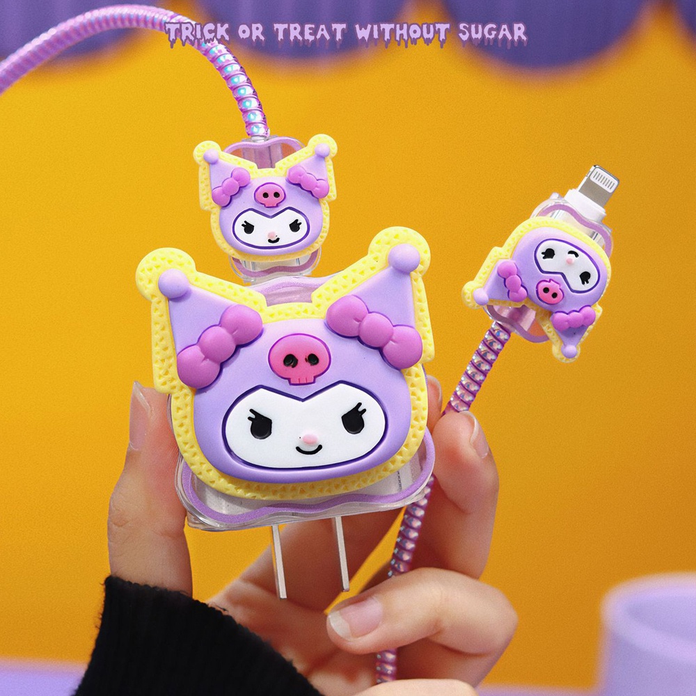 Hoạt Hình Phụ Kiện Bảo Vệ Dây Cáp Sạc iphone 18 / 20w 3d Hình sanrio kuromi