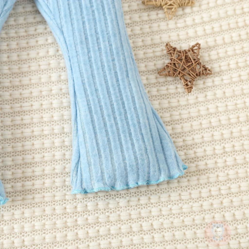 Bộ Áo Hoodie Dài Tay + Quần Ống Loe Màu Trơn laa6-Giày Cho Bé Gái