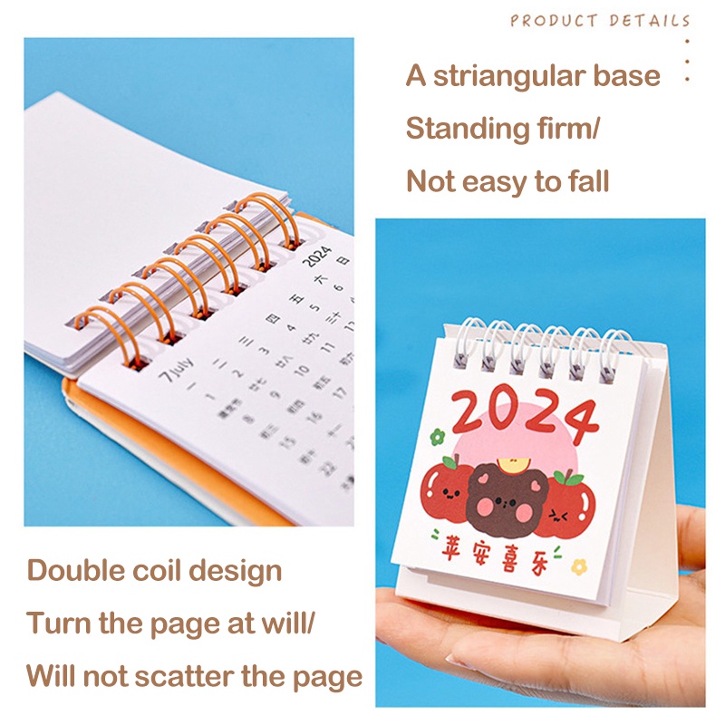 Lịch Để Bàn 2024 mini Họa Tiết Hoạt Hình Dễ Thương 2024