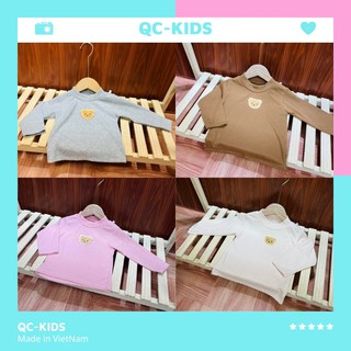 Áo thu đông bé trai bé gái chất liệu len tăm cổ 3 phân thêu gấu cho bé 8-18kg