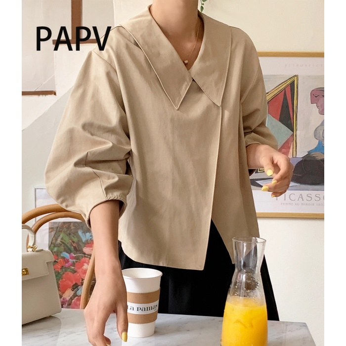 Papv chic Áo Khoác Dài Tay Rộng Rãi Đơn Giản 6327
