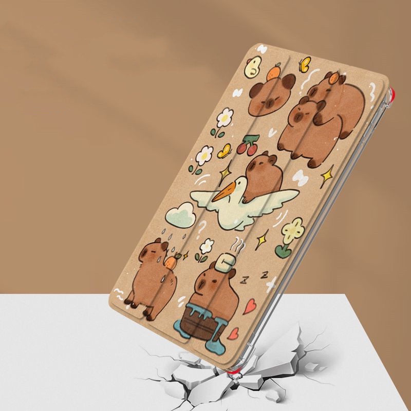 Hoạt Hình Ốp Máy Tính Bảng Mềm Hình Gấu Có Khe Đựng Bút Cho ipad gen10 7 / 8 / 9 air4 air5 pro11 "pro12.9" mini6