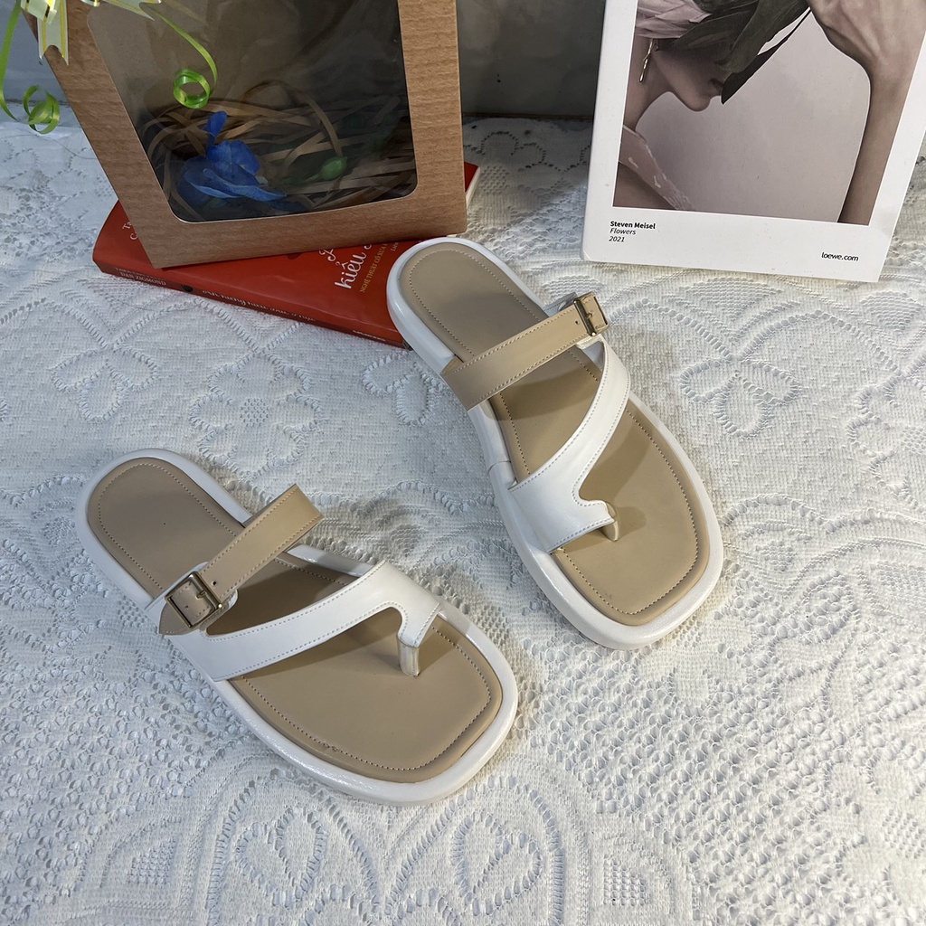 Dép bánh mì xỏ ngón phối màu xinh cao 2 cm size 40-44