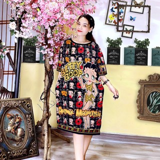 (55kg đến 85kg) Đầm Suông Thun 3D Big Size Hình thật shop chụp D3820