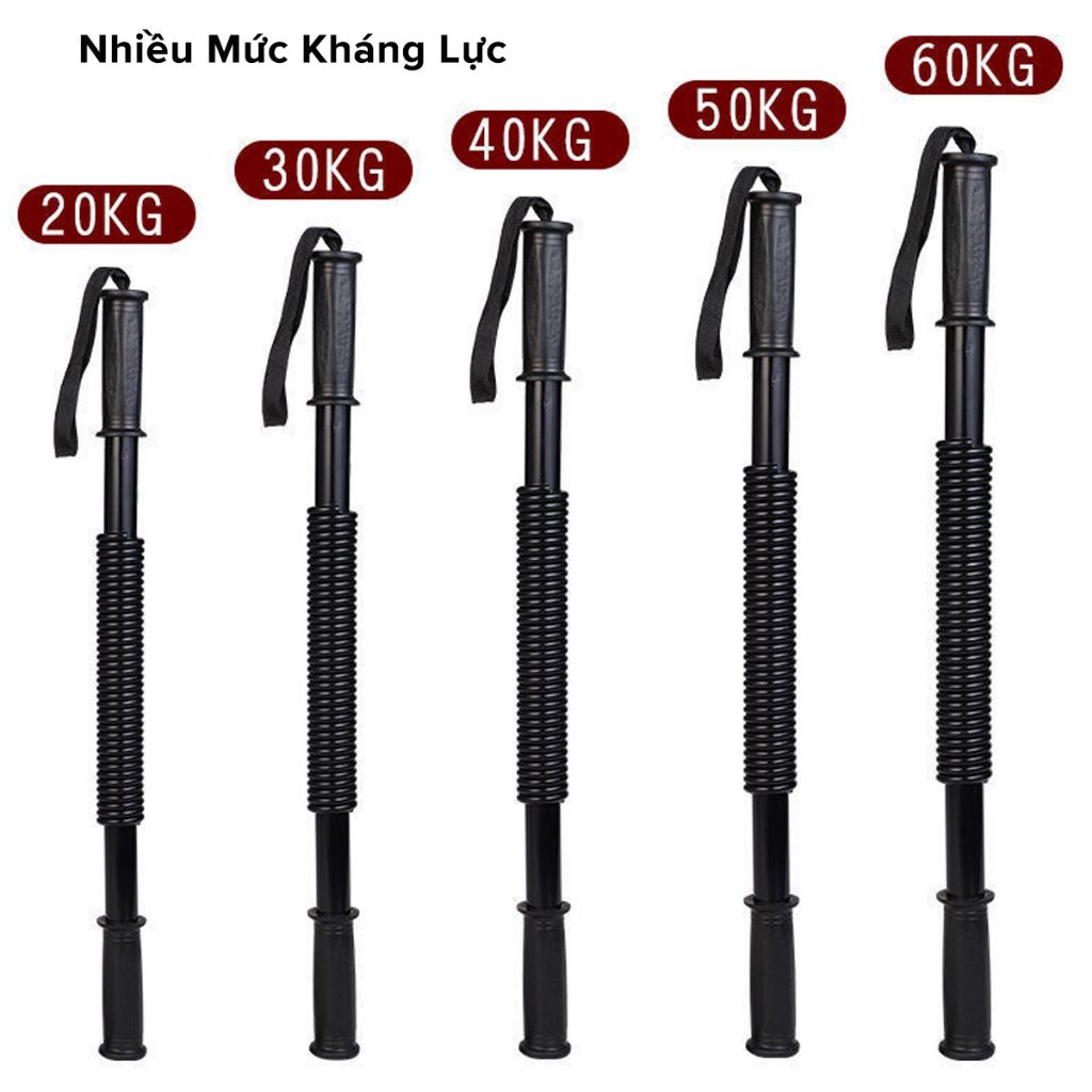 Gậy Lò Xo Bẻ Tập Cơ Tay Ngực Vai Đàn Hồi Cao Bằng Thép Carbon Cao Cấp 20/30/40/50/60kg