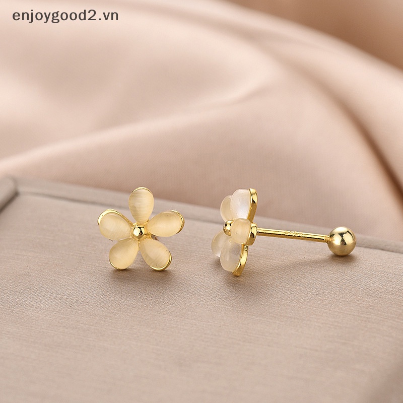 1 Đôi Bông Tai Xương Cá Đính Đá opal Hình Hoa Thời Trang Cho Nữ