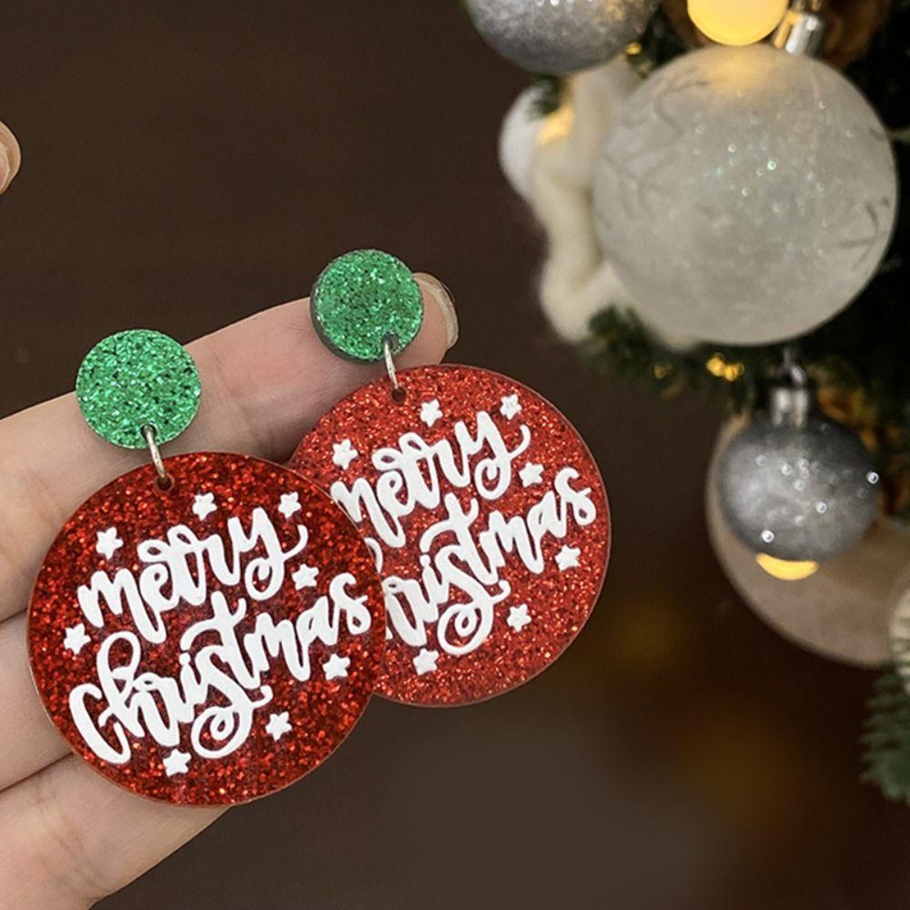 Dingyifeng Khuyên Tai acrylic Hình Ông Già Noel Lấp Lánh kriss kringle advent Vòng Hoa Tai