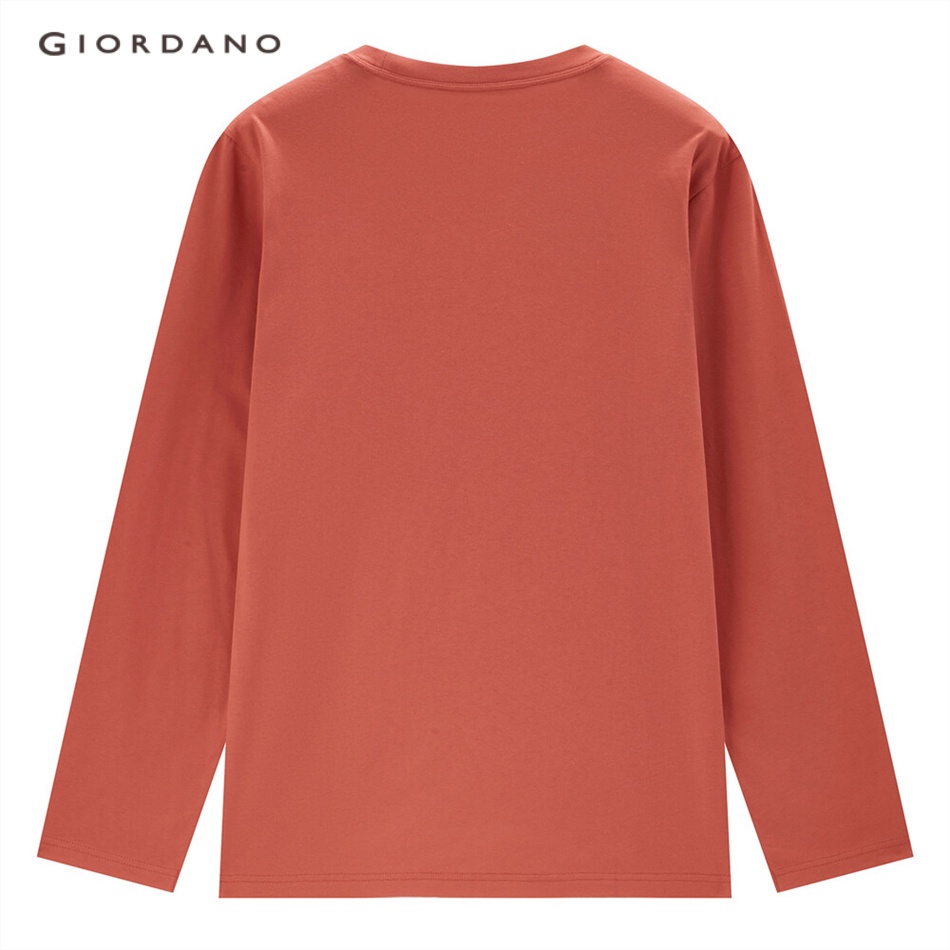 Áo thun nam T-shirt cổ tròn dài tay chất cotton thuận in chủ đề Giáng Sinh giữ ấm thu đông Giordano 13091794