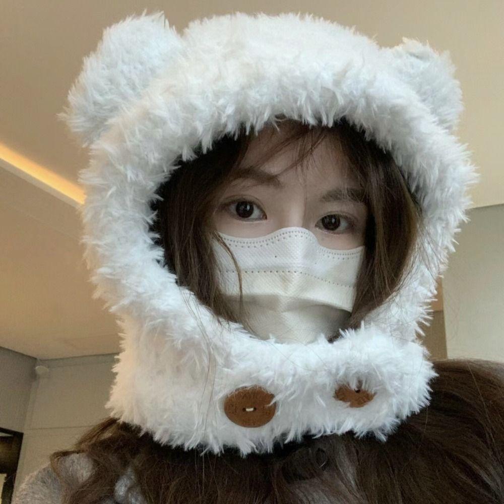 Avalentine Mũ beanie Trùm Đầu Giữ Ấm Tai Gấu Hoạt Hình Dễ Phối Đồ Thời Trang Mùa Đông Dành Cho Nữ / Bé Gái