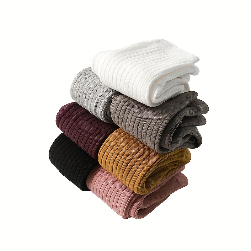 1 Quần Legging Dệt Kim Màu Trơn Giữ Ấm Mùa Thu Đông Cho Bé Gái