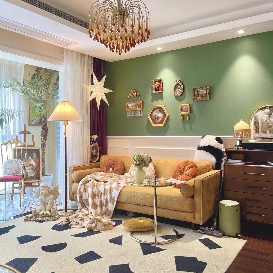 Thảm Trải Sàn Họa Tiết Kẻ Ô Màu Sắc Ấm Áp Phong Cách Pháp