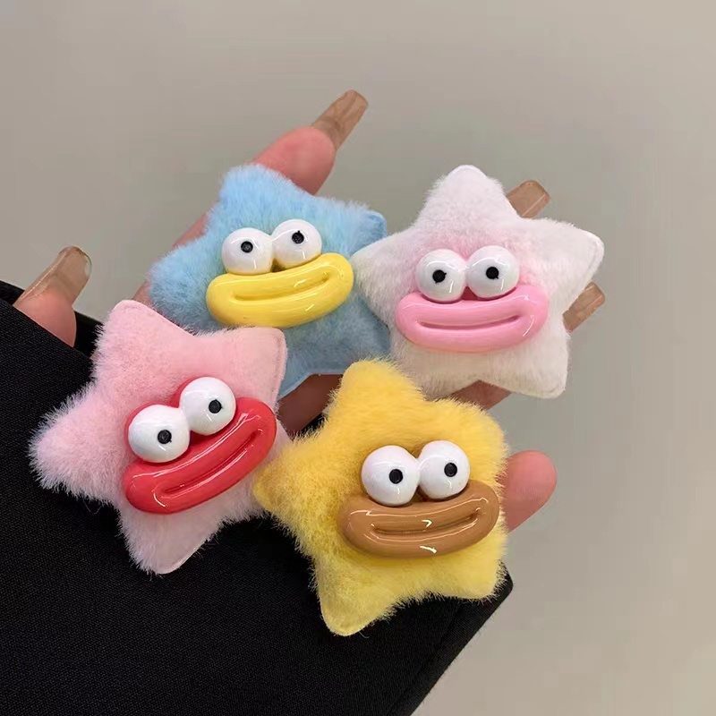 Kẹp Tóc Hình Ngôi Sao Mặt Cười Dễ Thương Vui Nhộn Phong Cách Hàn Quốc