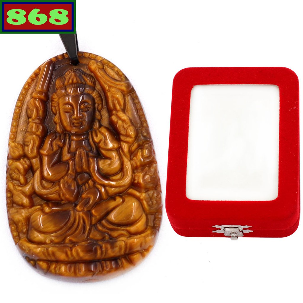 Mặt phật Thiên thủ thiên nhãn đá hổ 3.6 cm, Quan âm nghìn tay nghìn mắt