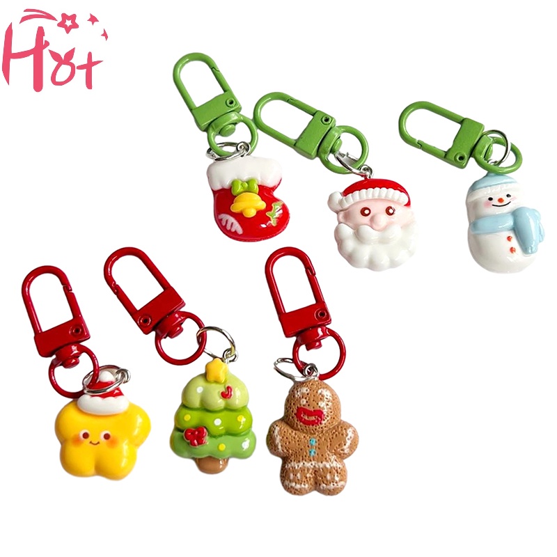 Jr Móc Khóa Hình Búp Bê Gừng / Ông Già Noel / Người Tuyết Hoạt Hình Dễ Thương Trang Trí Cây Thông Giáng Sinh vn