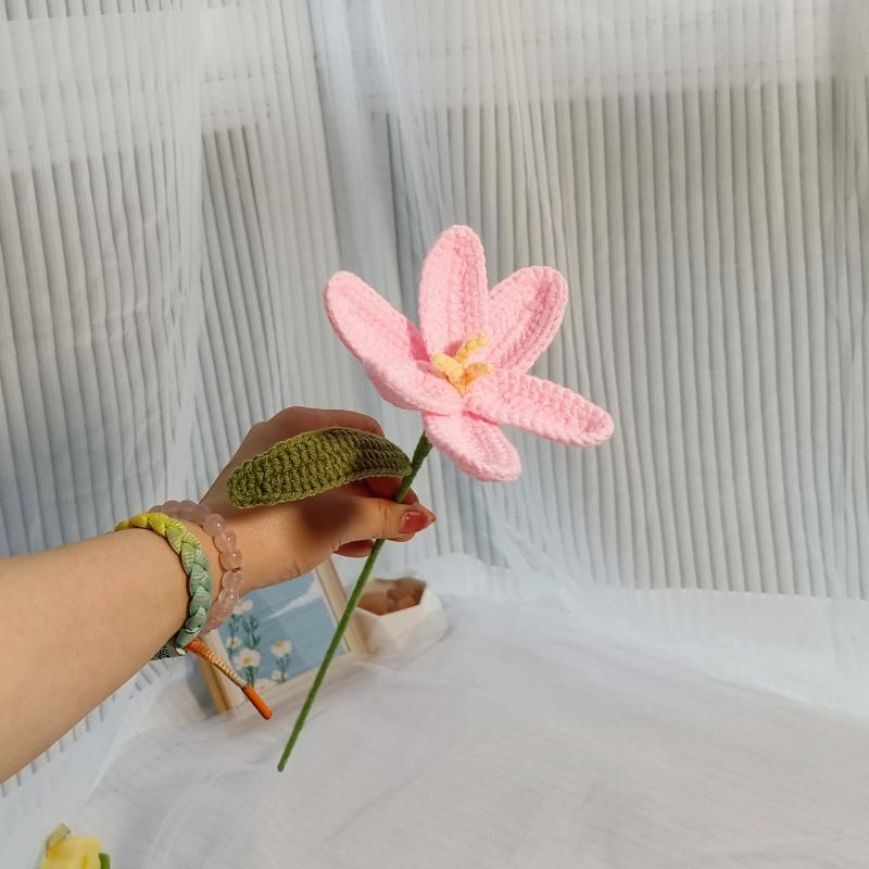 Bó Hoa tulip Nhân Tạo Đan Móc Thủ Công Trang Trí Sinh Nhật