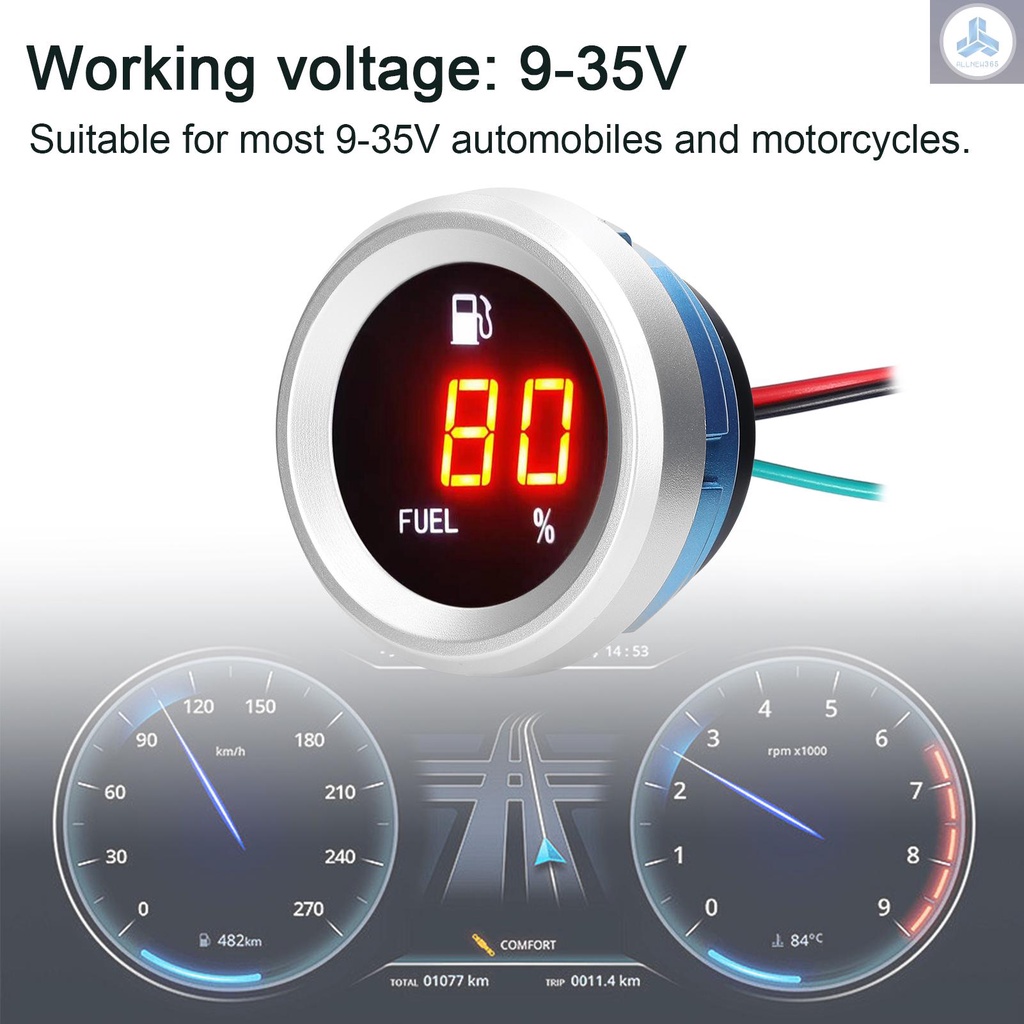 Đồng Hồ Đo Mức Nhiên Liệu Kỹ Thuật Số Có Đèn Nhấp Nháy 9-35v 1-vn1 Cho Xe Mô Tô