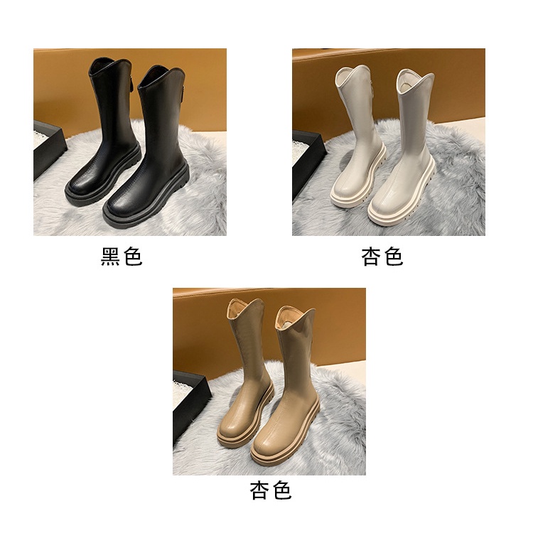 Giày Bốt martin Đế Dày Màu Trơn Có Khóa Kéo Sau Phong Cách Hàn Quốc Thời Trang Thu Đông Hàng Mới 2023