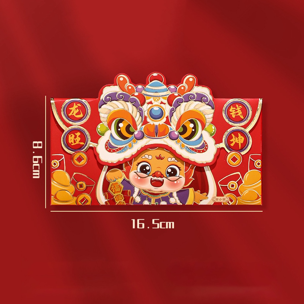 Set 4 Bao Lì Xì Đỏ Họa Tiết Rồng Hoạt Hình Dành Cho Lễ Hội Năm Mới 2024