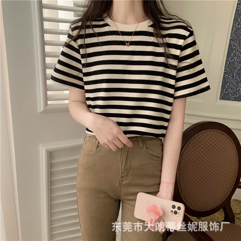 Áo phông sọc xanh trắng - Phong cách Librairie Alala Fashion
