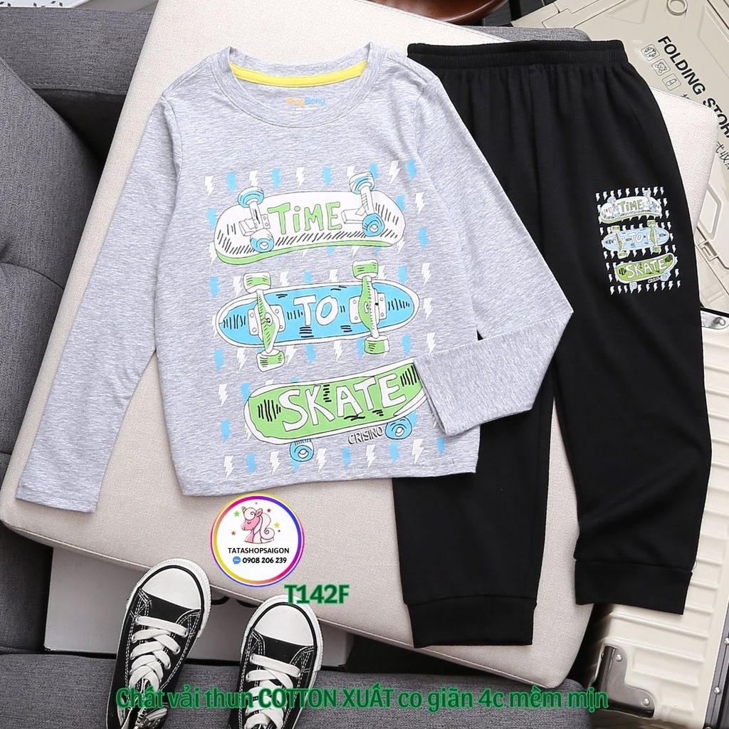 Đồ bộ bé trai tay dài size đại 11 đến 40kg thun cotton xuất VNXK T142