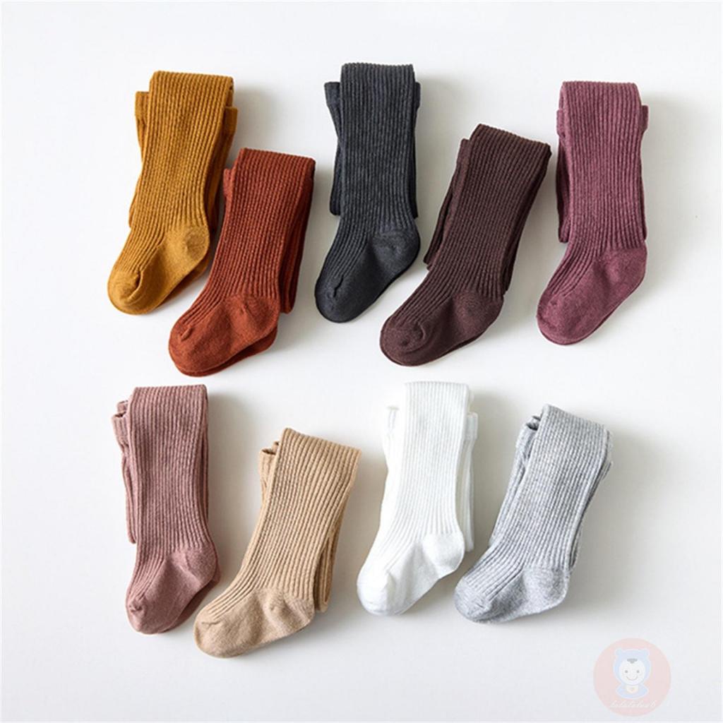 Laa6-áo Quần Legging Co Giãn Màu Trơn Dễ Thương Dành Cho Bé Gái