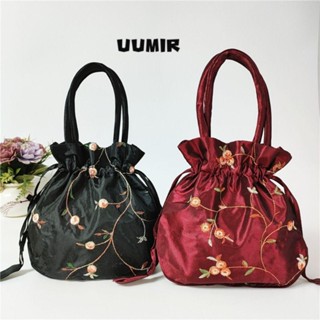  UUMIR Túi xách bucket nhỏ thêu hoa phong cách dân tộc thanh lịch cho nữ 