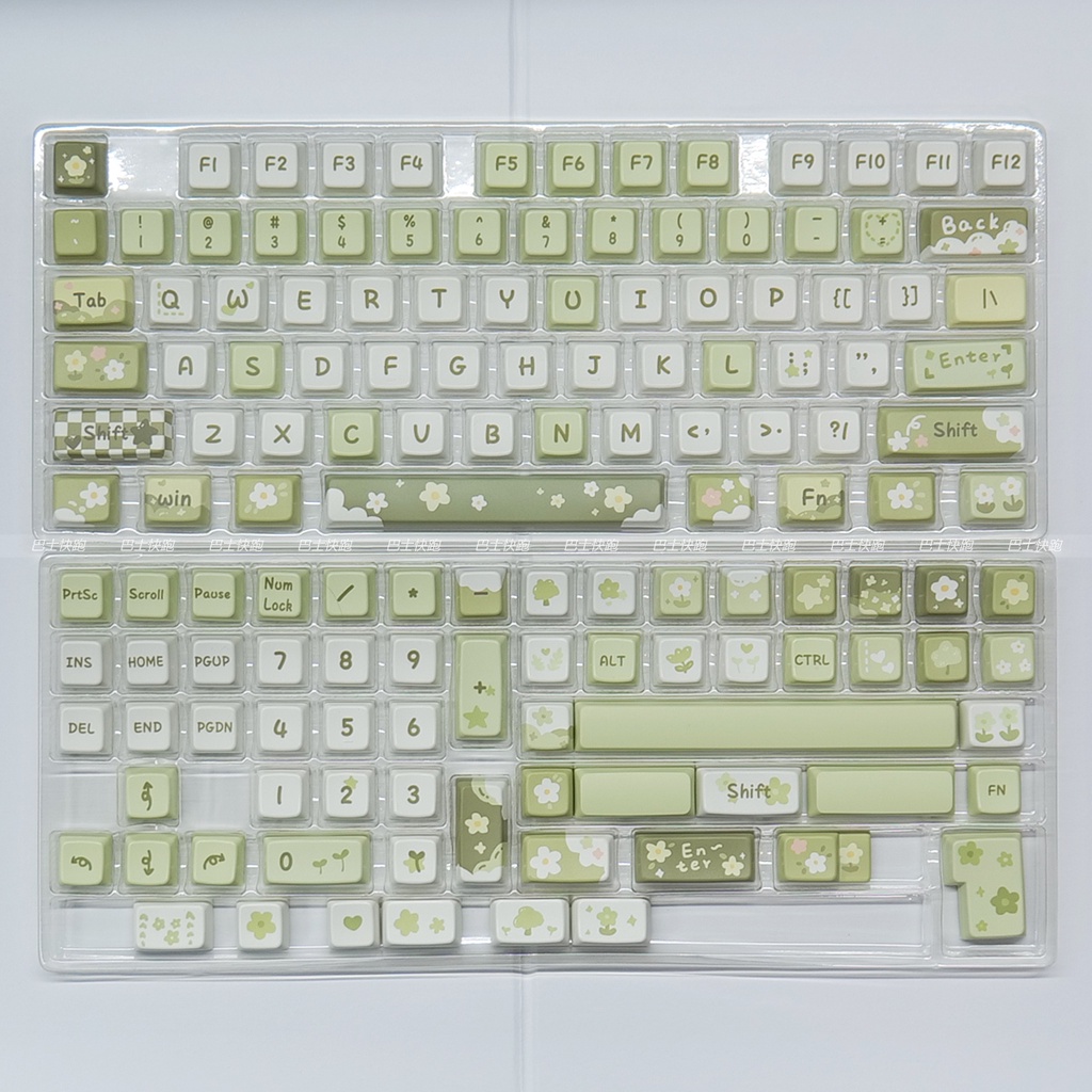 Spring Flowers Keycaps MDA Profile Dễ Thương Xanh Sữa PBT Nhuộm Phụ Bàn Phím Cơ Keycap