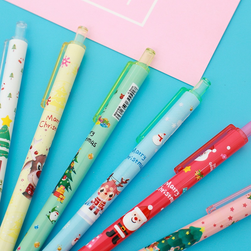 Giáng Sinh Báo Chí Bút Gel Sáng Tạo Hoạt Hình Sinh Viên Văn Phòng Phẩm Đen Báo Chí Bút Bi Chữ Ký Bút Đóng Hộp Sơn Nước Bút