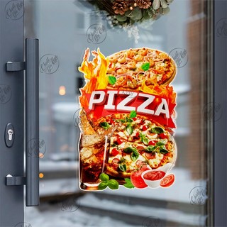 Miếng dán PIZZA trang trí decal menu món ăn vặt giải khát