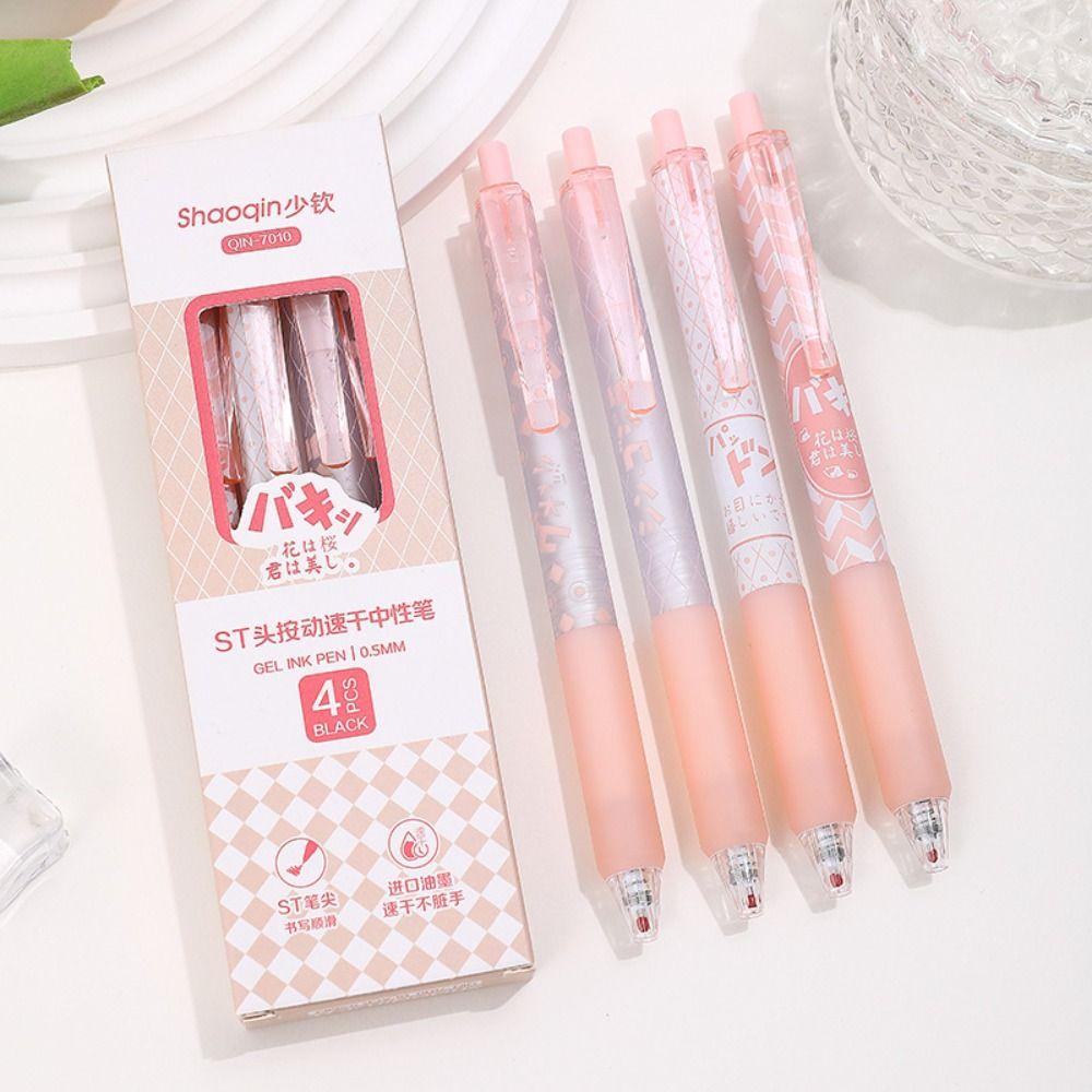 Set 4 Bút Mực gel Ngòi 0.5mm Mực Đen Nhanh Khô