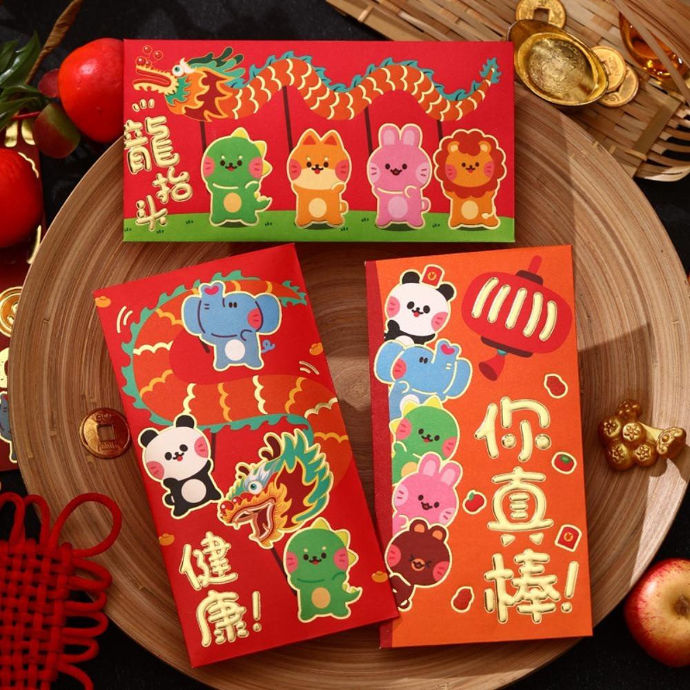 Btlimer Bao Lì Xì Giấy Màu Đỏ In Hình Rồng Năm Mới Sáng Tạo
