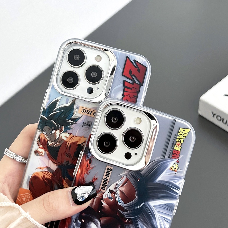 Ốp Điện Thoại Cứng Mạ Điện Họa Tiết Hoạt Hình dragon ball goku Cho iphone 15 pro max 14 pro max 13 pro max 12 pro max 11